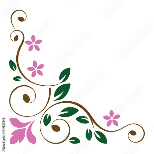 Beautiful floral design corner vector illustration