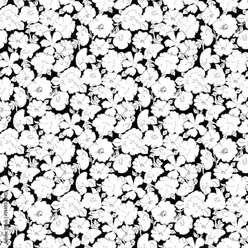 small cute flower seamless pattern on black  background