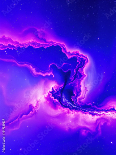 A vibrant depiction of a galaxy swirling with purple, blue, and pink hues, showcasing the beauty of the universe.