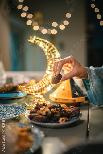 Iftar Food Display with Festive Ramadan Decor