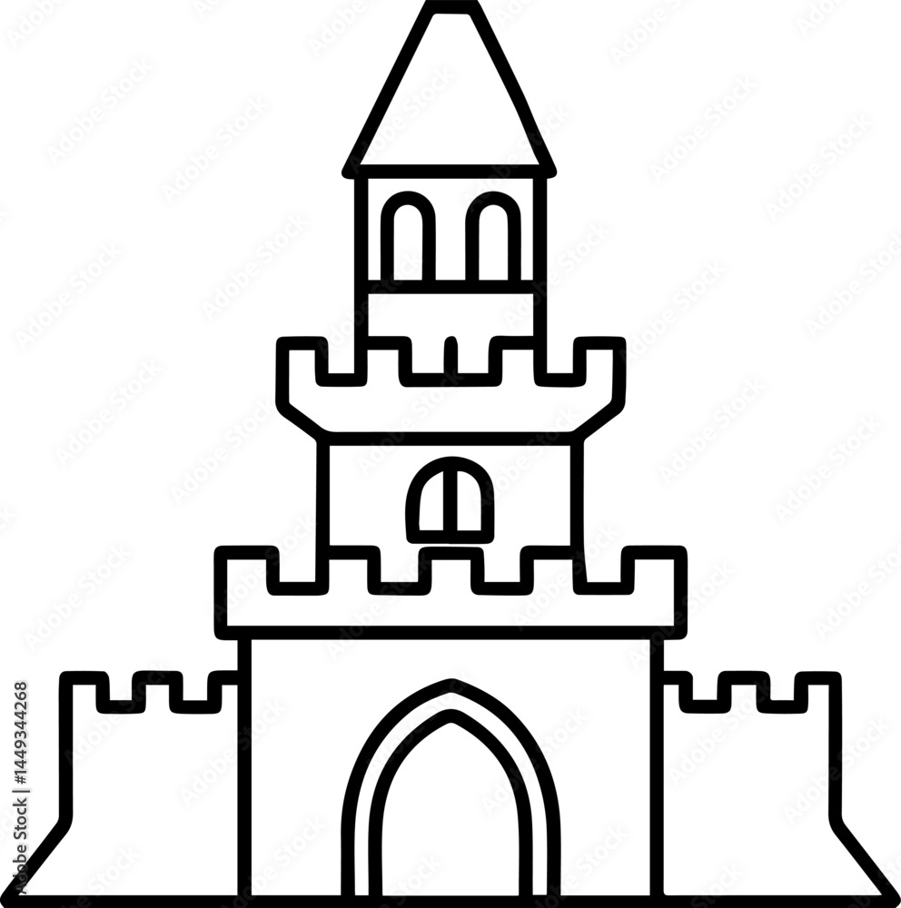 Obraz premium castle outline vector illustration outline