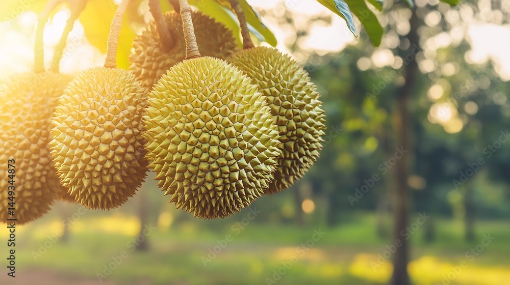 Durian fruits on a tree Durian fruits on a tree
