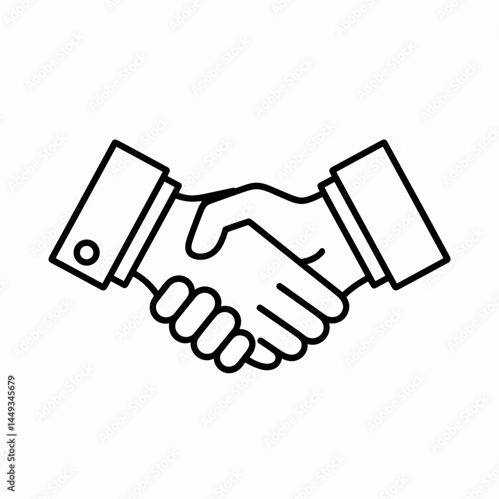 Naklejka premium Outline Handshake Icon – Business Agreement Symbol