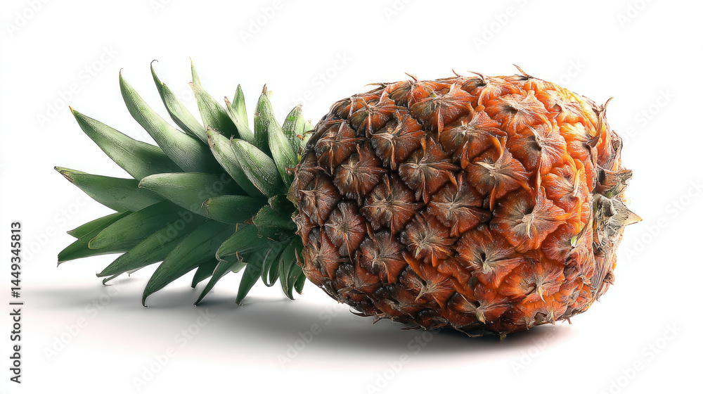 Fresh pineapple with vibrant green leaves. Ripe, golden-orange skin Fresh pineapple with vibrant green leaves. Ripe, golden-orange skin
