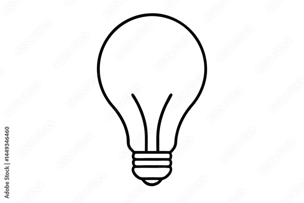Simple Line Drawing of an Idea Lightbulb Simple Line Drawing of an Idea Lightbulb