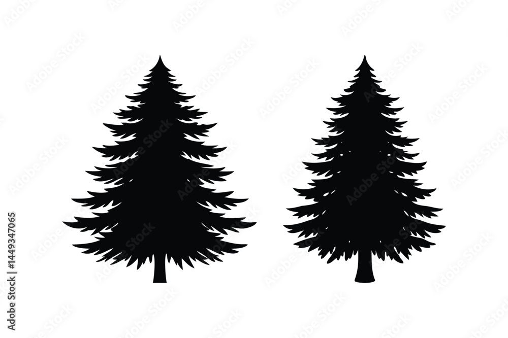 Obraz premium Evergreen conifer silhouette vector on a white background