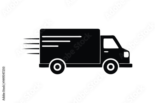 Fast shipping delivery truck on a white background