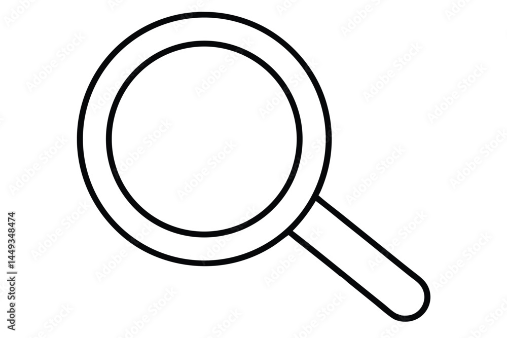 Simple black and white magnifying glass icon. Simple black and white magnifying glass icon.