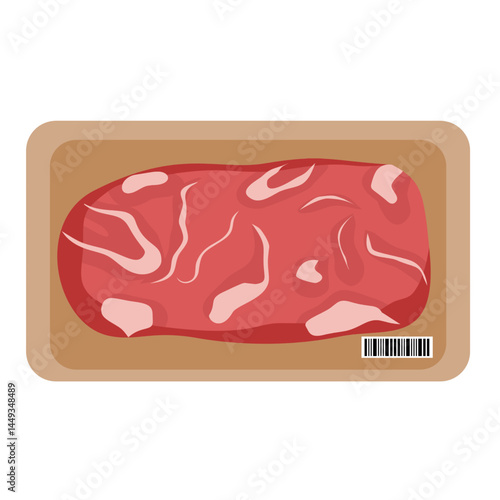 Fresh Raw Meat in Package Illustration 
