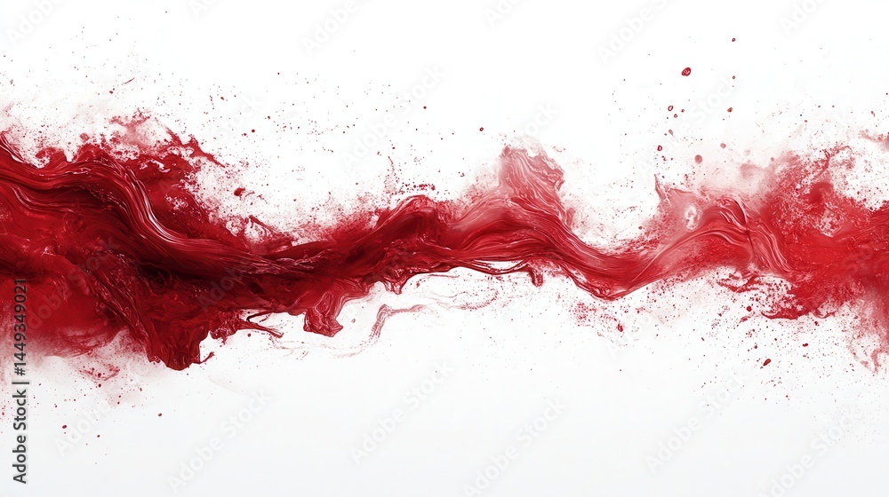 Fototapeta premium Abstract red liquid flow on white background
