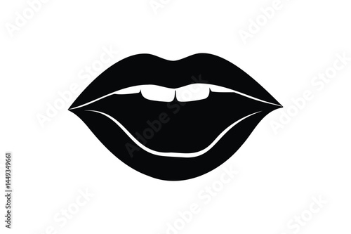 Mouth sticking tongue silhouette vector on a white background