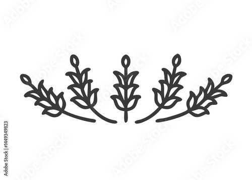 Wallpaper Mural Simple Lavender Line Art, Floral Border Illustration, Nature-Inspired Lavender Design, Cut Out Torontodigital.ca