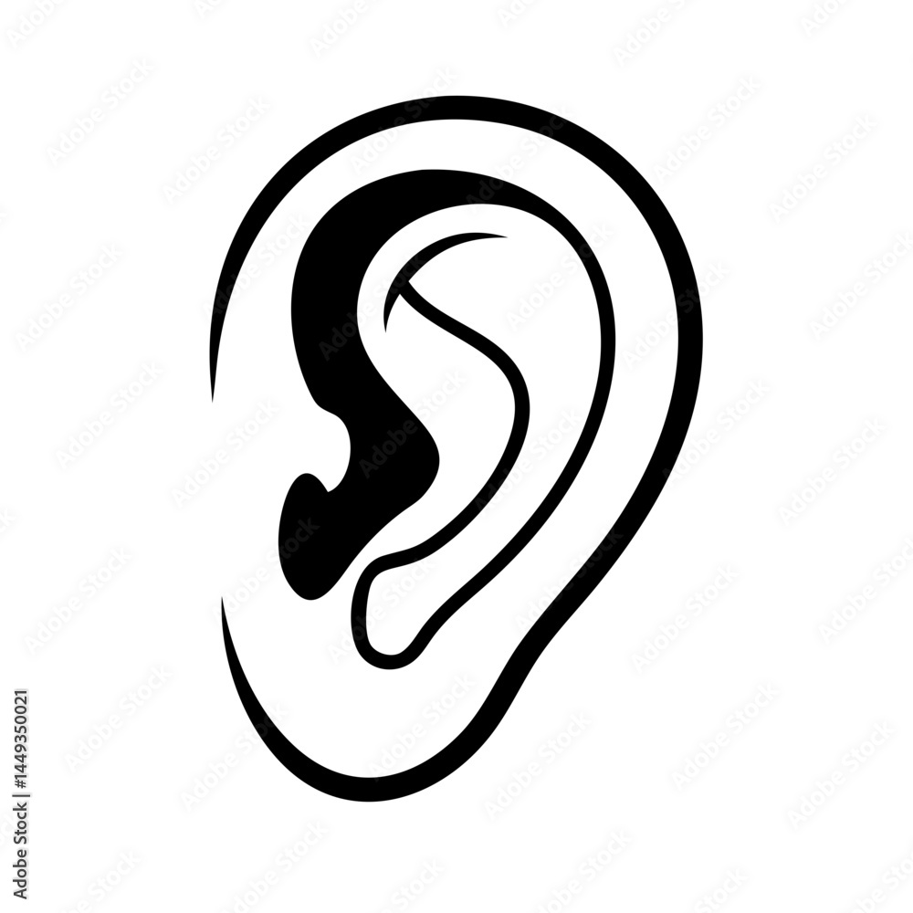 ear silhouette on transparent background for web and graphic design ear silhouette on transparent background for web and graphic design