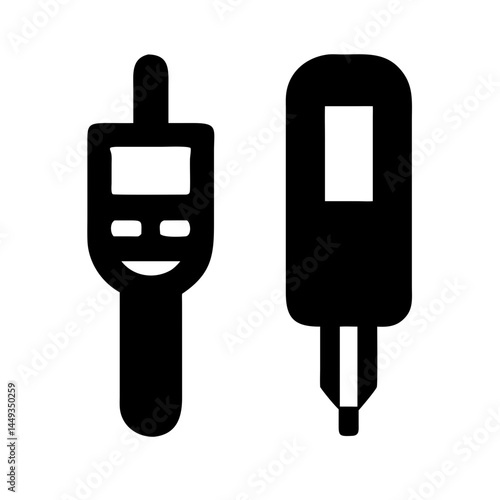 glucometer and insulin pen silhouette on transparent background for web and graphic design