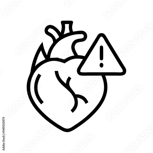 heart with alert heart disease risk on transparent background for web and graphic design