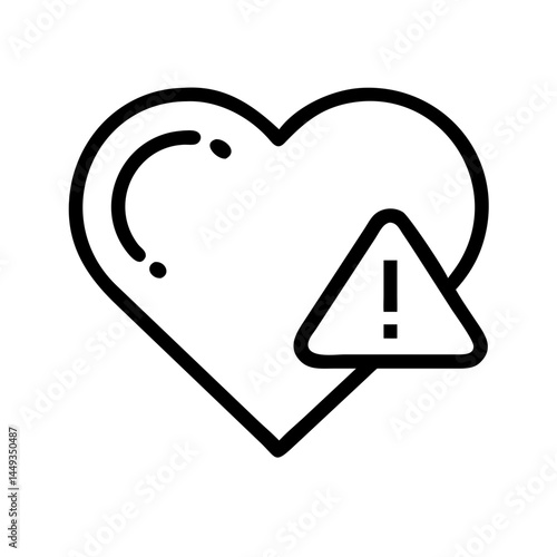 heart with alert heart disease risk silhouette on transparent background for web and graphic design