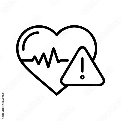 heart with alert heart disease risk on transparent background for web and graphic design