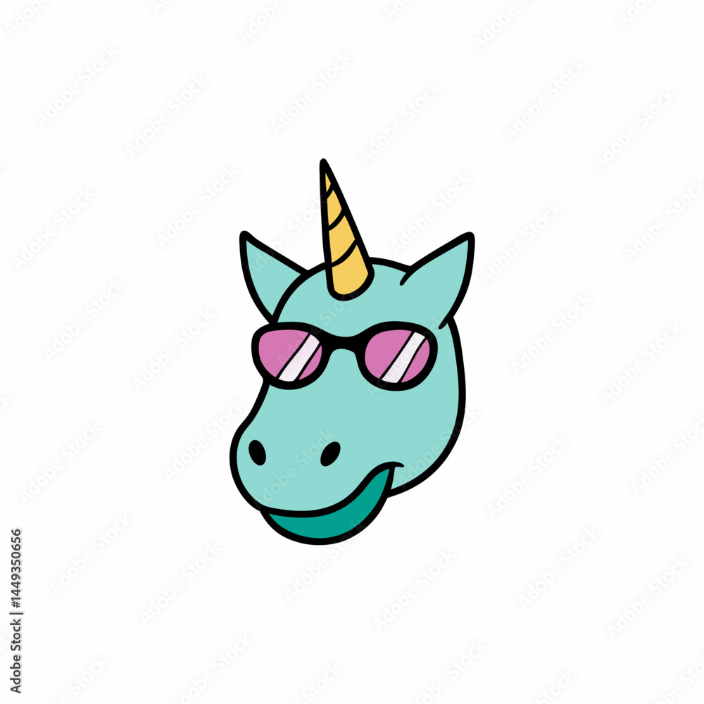 unicorn head with a smirk and stylish sunglasses unicorn head with a smirk and stylish sunglasses