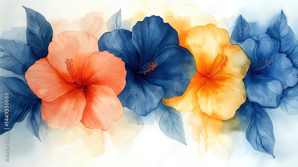 Vibrant floral arrangement, soft watercolor blossoms.