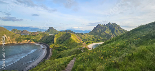 Landscape of the Padar viewpoint in Padar island in Kodomo national park, Indonesia