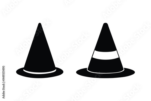 Traffic cone silhouette vector on a white background