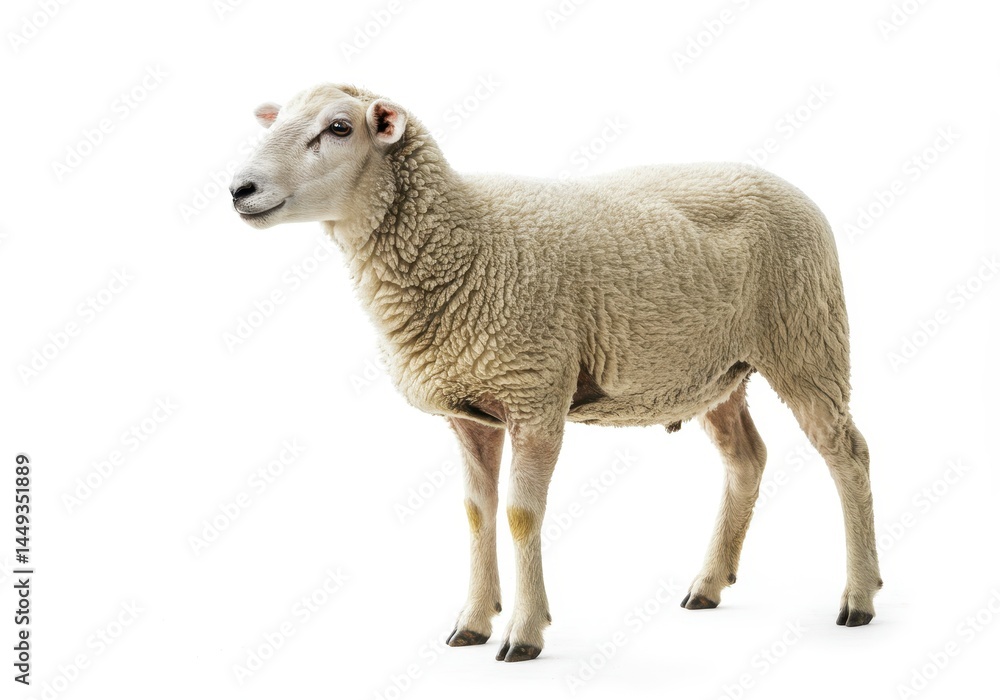 Adorable Fluffy Sheep Isolated White Background Farm Animal Photography Wool pet cute lamb soft Adorable Fluffy Sheep Isolated White Background Farm Animal Photography Wool pet cute lamb soft
