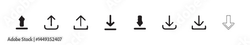 Download and upload icon. Files download and upload icons symbol in line and flat style on white background.Software download icon . Web icon set . Icons collection. Vector illustration eps 10.
