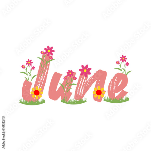 Hello June. JUNE month vector. Illustration month June. Hello June vector template. Design for banner, greeting cards or print.