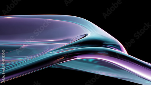 Glossy Wave-Like Structure with Reflections a high-tech concept illustration representing global communication, data flow, and digital connectivity in a modern networked world.