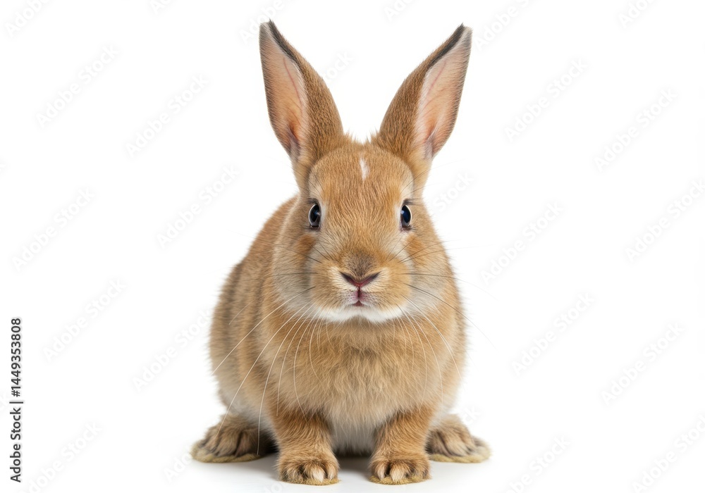 Obraz premium Adorable Brown Bunny Rabbit Fluffy Fur Small Pet Animal Cute long ears soft baby hare white sweet