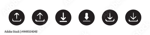 Download and upload icon. Files download and upload icons symbol in line and flat style on white background.Software download icon . Web icon set . Icons collection. Vector illustration eps 10.