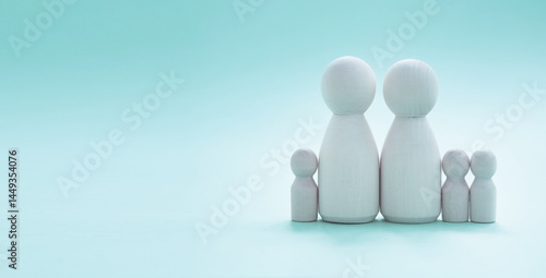 Canvas Print Family figures on a blue background