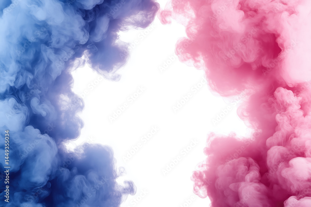 Fototapeta premium Abstract art; pink and blue inks creating a frame