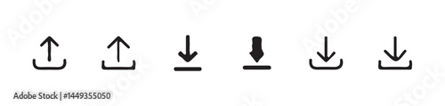 Download and upload icon. Files download and upload icons symbol in line and flat style on white background.Software download icon . Web icon set . Icons collection. Vector illustration eps 10.