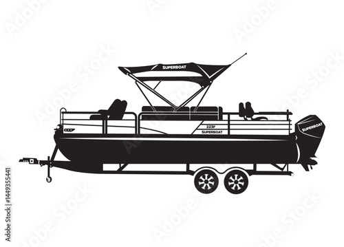 Pontoon Boat vector, Pontoon Boat clipart, Pontoon Boat silhouette