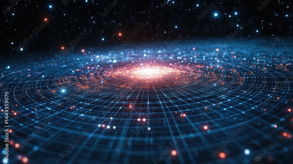 Fototapeta premium Abstract digital illustration of a spiral galaxy.