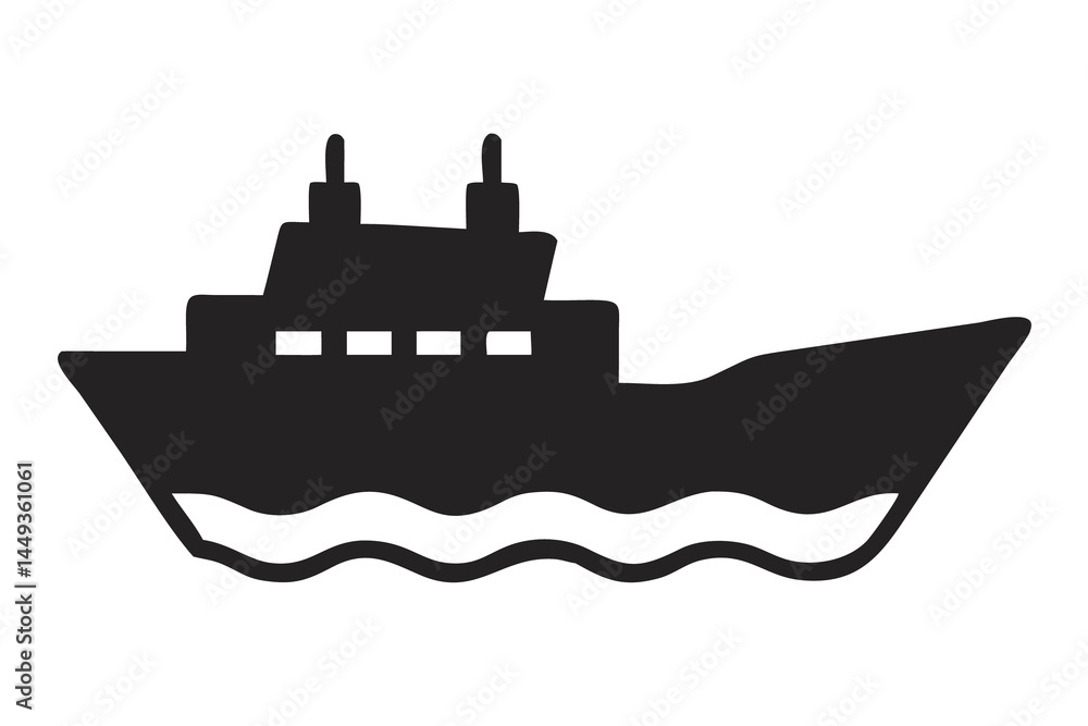Fototapeta premium Bold Ship Silhouette Design for Ocean and Travel Enthusiasts, Sailing Ship Silhouette Art for Nautical Home Decor