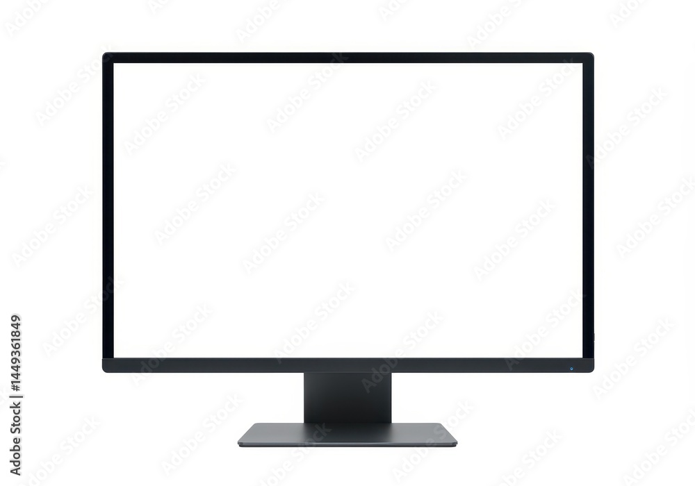 Modern Sleek Black Computer Monitor Screen Display Digital Technology Device Blank White Background Modern Sleek Black Computer Monitor Screen Display Digital Technology Device Blank White Background