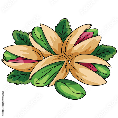 Pistachio nuts set sketch style isolated vector illustration on white background
