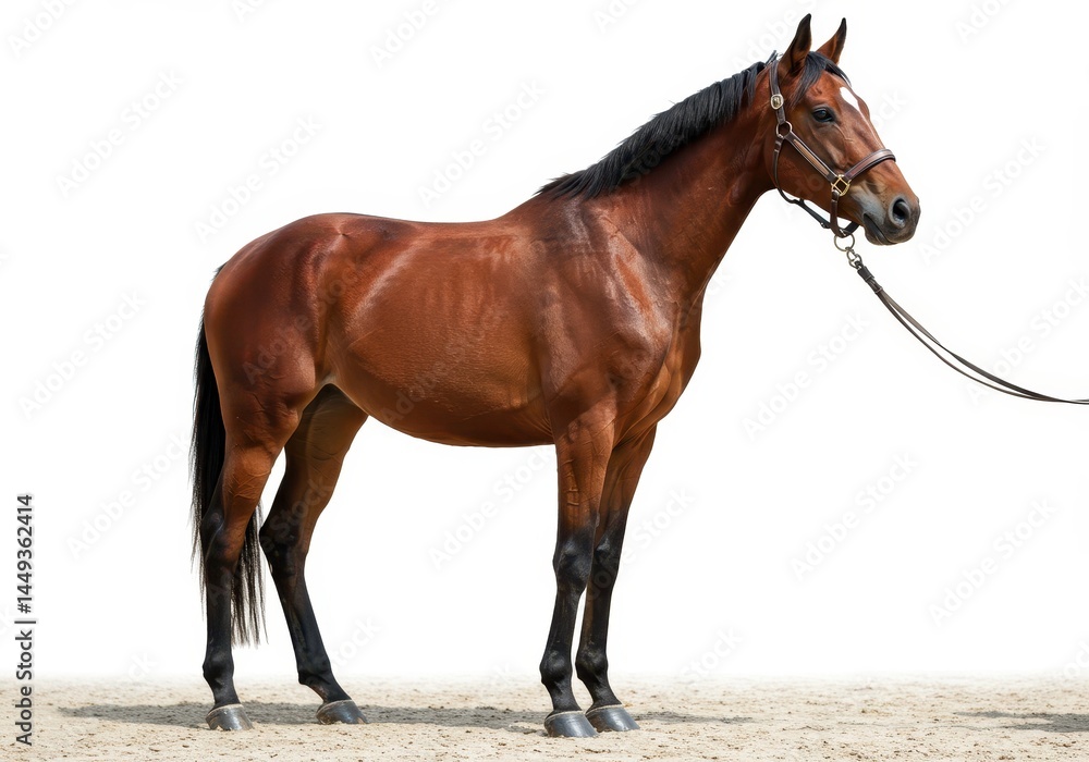 Obraz premium Beautiful Brown Horse Studio Shot Elegant Pose Animal Photography Equestrian Image Farm Breed Rural
