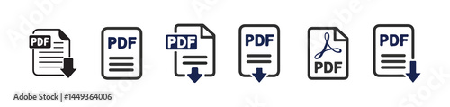 Pdf file download icon. PDF file download symbols. Format for texts, images, vector images, videos, interactive forms. vector illustration eps 10.