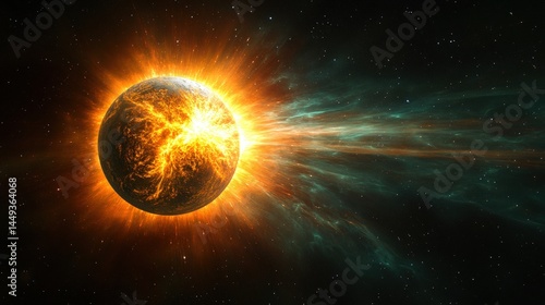 Obraz na płótnie Exploding celestial body in a cosmic display. w salonie
