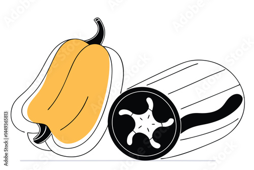 Banana Pepper Vector Illustration on White Background

