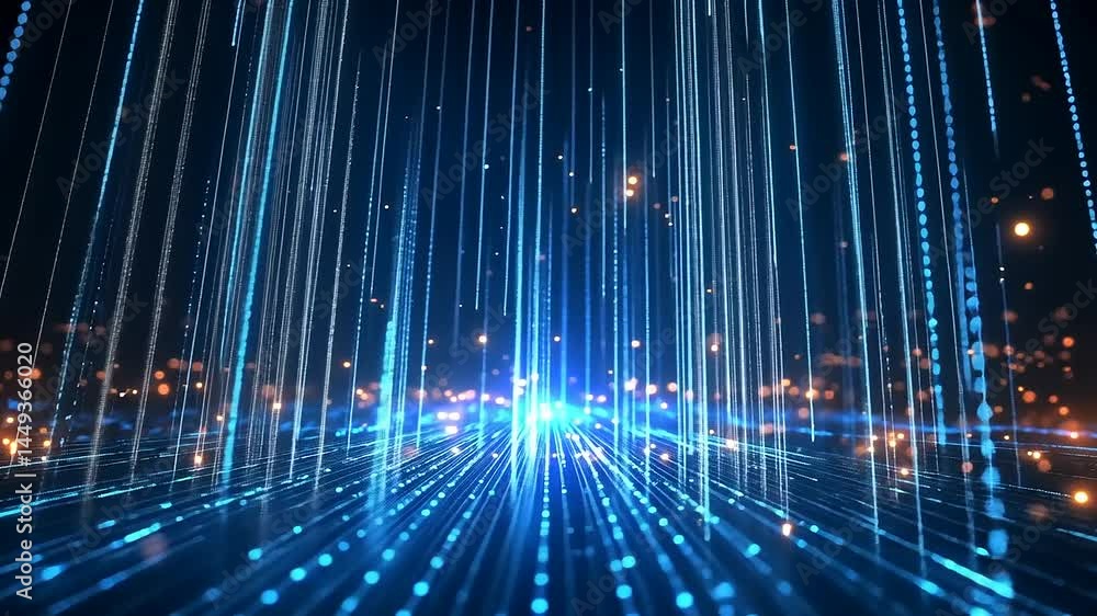 Abstract Blue Light Data Stream Digital Technology Background with Geometric Lines Artificial Intelligence Concept Abstract Blue Light Data Stream Digital Technology Background with Geometric Lines Artificial Intelligence Concept