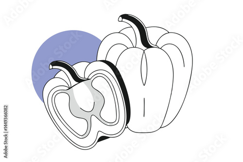 Bell Pepper Vegetable Vector Illustration on White Background

