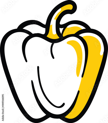 Bell Pepper Vegetable Vector Illustration on White Background

