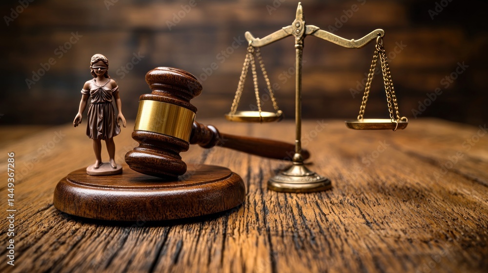 Justice, gavel, and scales Justice, gavel, and scales