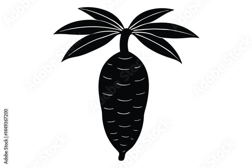 Cassava Yuca Vegetable Vector Illustration on White Background