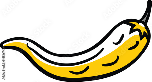 Cayenne Pepper Vegetable Vector Illustration on White Background