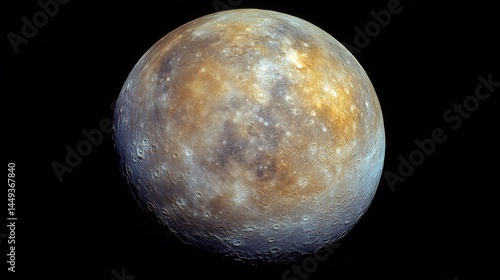 Obraz na płótnie Detailed view of a celestial body with surface textures. w salonie